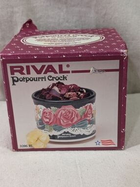 New Vintage Rival Potpourri Crock #3206RL Floral Roses Cottagecore Grannycore